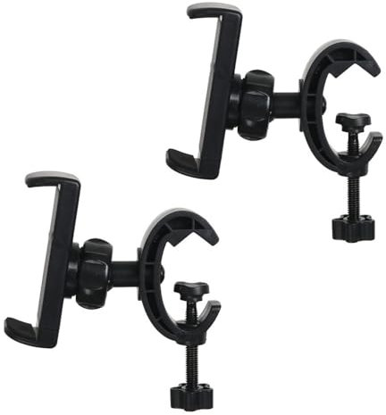 ThtRht 2 Pack Mic Stand Phone Holder Mount Photography Light Stand Smartphone Holder Clamp Phone Clip for Microphone Stand Tripod Boom Arm Floor Mic Stand Selfie Stick Ring Light Camera Tripod