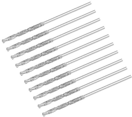 TA-VIGOR 10pc 0.8mm Diamond Twist Drill Bit Set - Heavy Duty Micro Drill Bits for Glass, Wood, Jade, Stone, Tile