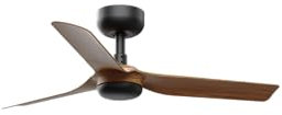 Faro MINI Punt Small Ventilatore da soffitto CC in legno scuro, nero, 6 velocità