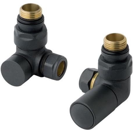 Team Controls Designer Matt Anthracite Corner Angled Radiator Valves 15mm Pair Towel Rail Valve TC-RVCA