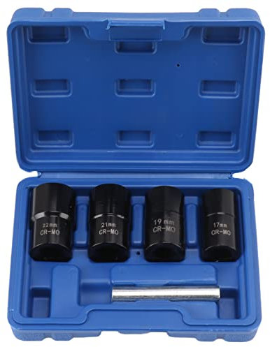 5 Stück Schrauben Muttern Entferner Set, 17 mm 19 mm 21 mm 22 mm Muttern Bolzen Ausdreher mit Stanzstange, Schraubenausdreher Werkzeug Steckschlüsselsatz zum Entfernen von Schraubenmuttern