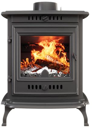 Stufa a legna libera installazione, in ghisa nera (P10)