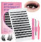 Crislashes Wimpern-Extensions-Set 144pcs Wimpern Clusters Mix10-18mm D Curl Wimpern Einzeln, Einzelne Wimpern Set mit Wimpernkleber und Versiegelung Wimpernpinzette (3pcs)