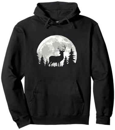 Hirsch Jagd Mondlicht Rotwild Jäger Pullover Hoodie