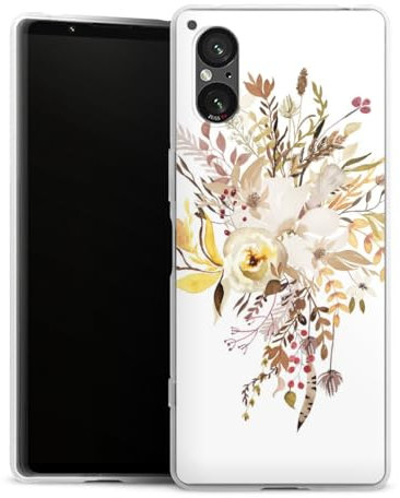 DeinDesign Silikon Hülle kompatibel mit Sony Xperia 5 V Case transparent Handyhülle Herbst Blumen Art
