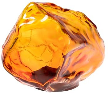 Solar LED Deko-Stein aus Glas, mit 10 LED Mirco Lichterkette im Inneren, ca. Ø 14 cm, stylische Solarleuchte für außen (gelb-orange)