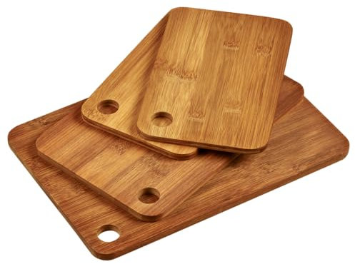 KESPER | Set di 4 taglieri, materiale: bambù, dimensioni: grande: 33 x 23 x 1 cm, media: 28 x 18,5 x 1 cm, 2 x piccole: 23 x 15 x 1 cm, colore: marrone, naturale | 59127