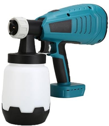 Pistola a Spruzzo per Verniciare, Doppia Batteria da 48V con Attrezzi per Pulizia, Motore Brushless, 2 Ugelli e Serbatorio da 1000 ml, Areografo Professionale per Pittura Mobili, Recinzioni