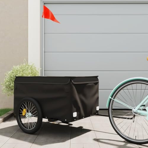 AUVYI Fahrrad-Lastenanhänger Vielseitige Fahrradanhänger Modern Möbelbau Anhänger für den Transport Schwerer Güter Praktisches Design Robuste und Langlebige Schwarz 134x69x59 cm