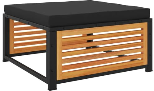 vidaXL Gartenhocker, Sitzhocker mit Kissen, Modular Fußhocker für Garten Terrasse, Mittelsofa Gartentisch Gartenmöbel, Massivholz Akazie