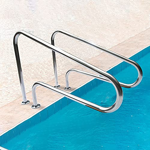 Pool Handlauf Stabile Pool-Sicherheit Handläufe, Schwimmen Pool Geländer, Easy Mount Rostfrei Pool-Treppen-Geländer Mit Quick Mount Base, 3-Bend Edelstahl 304 Schwimmen Pool Sicherheit Handläufe Für