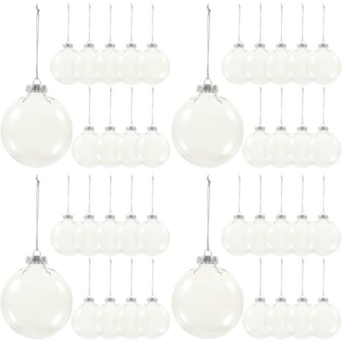 40 STK Flache Weihnachtskugeln Christbaumkugel Ornament DIY Weihnachtskugel weihnachtskugeln durchsichtig weihnachtsbasteln Süßigkeitenschachteln für die Hochzeit befüllbare Kugeln TOPBATHY