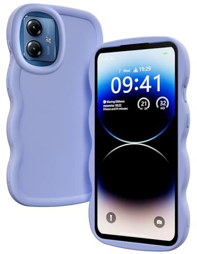 PanXCase Hülle für Motorola Moto G14 / Moto G54 - Handyhülle Silikonhülle Süß Wellen-Rahmen Design, Slim Dünn Weiche Stoßfest Kratzfest Bumper Schutzhülle (Lila)