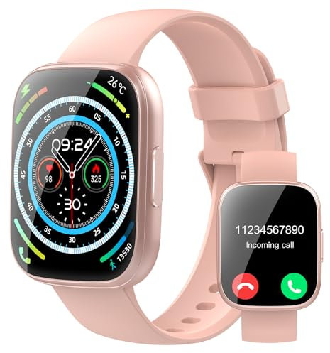 Puqo Smartwatch Uomo Donna, 1,95'' Orologio Smartwatch con Effettua/Risposta Chiamate, 110+ Modalità Sportive Fitness Tracker con Sonno/Cardiofrequenzimetro, IP68 Smart Watch per Android iOS, Rosa