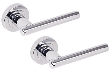 HANDLEZONE® Solus Lever On Round Rose Door Handles, Internal Passage Latch Handles, 1 Set - Polished Chrome
