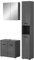 Inn.Furn Badmöbel Set 3-teilig grau Hochglanz 105 x 190 cm mit Soft-Close Spiegelschrank Waschbeckunterschrank viel Stauraum Strong (3 teilig)