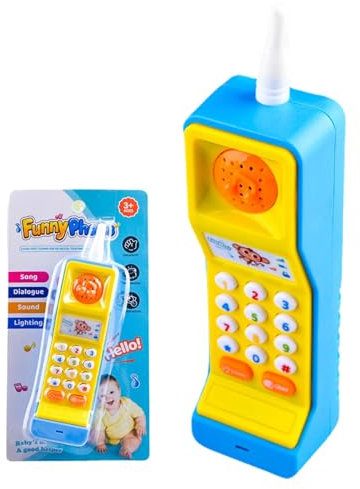 Teléfonos móviles de juguete, Teléfono móvil para niños,Juguete musical interactivo vintage para teléfono falso - Divertido teléfono falso, interactivo, juguete de simulación con efectos de luz y soni