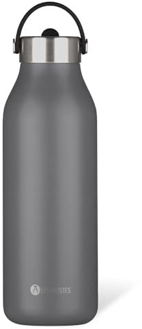 LES ARTISTES Paris A-2398 Bottle'Up 2.0, Thermos 1,5 litre, Gourde isotherme sans BPA, Réutilisable, Garde au chaud 12h et au froid 24h, Poignée, Acier Inoxydable, Design Grey
