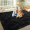 BSGIFT Teppich Schwarz 140x200, Shaggy Flauschiger Teppich Wohnzimmer Langflor Wohnzimmerteppich High-Pile Carpet rutschfest, Modern Teppiche für Schlafzimmer Kinderzimmer Bettvorleger