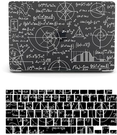 HLAAJJX Hülle Kompatibel mit MacBook Pro 13 Zoll Modell A1278 Freisetzung 2012 2011 2010 2009 2008 mit CD-ROM, Gedrucktes Muster Plastik Hartschale Matt Case & Tastaturschutz,Schwarz&Mathe