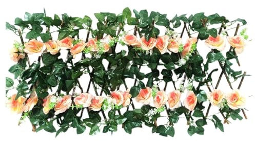 YYRHD-CZ Erweiterbarer Künstlicher Heckenzaun, Künstlicher Blumen-Zierzaun, Sichtschutzwand for Gartenpflanzen, Künstlicher Efeu-Zaunschirm 40 X 200 cm(Ten Roses)