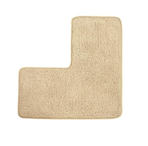 Tappeto da bagno a forma di L, assorbente, morbido, ad angolo, per doccia, lavabile, quadrato, color cammello