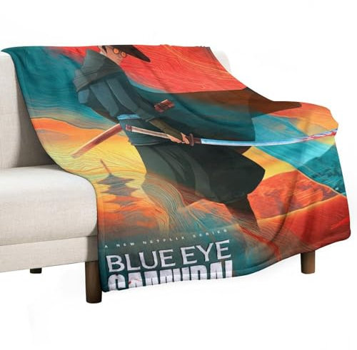 YOUMAN Blue Eye Samurai-Anime-Poster, Fleece-Bettdecke, Flanell, für alle Jahreszeiten, gemütlich, Plüsch, leicht, Herbstdekoration, 76,2 x 101,6 cm