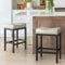 LUE BONA Tabourets de Bar,Tabouret Bar Lot de 2,Faux Cuir Tabourets Bar pour Modernes îlots de Cuisine,Hauteur 61 cm avec Cadre Métallique,pour Cuisine,Salon,Salle à Manger,Beige Clair Gris+Noir