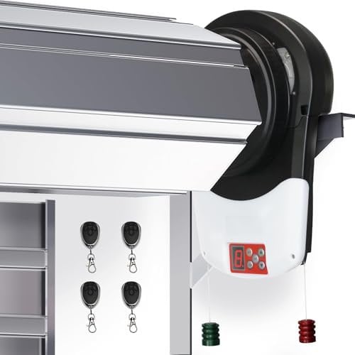 VBVARV Automatic Roll Up Garage Door Opener,Rolling Up Gate Opener,Roller Door Opener with 4 Remote for Garage Warehouse Store Barn Farm