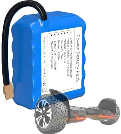FREEDOH Batteria Ricaricabile per Hoverboard Elettrico da 36 V per Hoverboard da 36 Volt, Batteria affidabile agli ioni di Litio da 2 Ah ad Alte Prestazioni con Potenza di 72 Wh