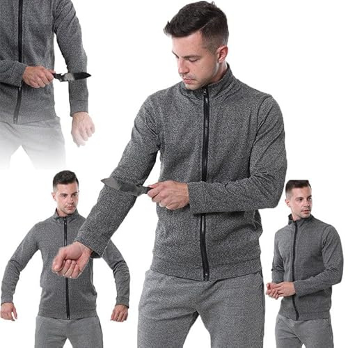 Ropa Antipuñaladas De 5 Niveles: Camiseta De Manga Larga Antimordidas, Chaqueta Táctica, Ropa De Seguridad Anticortes Para Policías Y Personal De Seguridad.,Grey-L