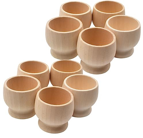 ARTIBETTER 10 Piezas Tazas de Huevo de Madera para Pintar Soporte para Huevos Diy para Decoración de Pascua y Manualidades Infantiles