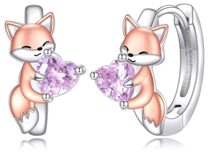 VONALA Einhorn/Faultier/Katze/Schwein/Kuh/Frosch/Hase/Koala Creolen Ohrringe, 925 Sterling Silber Tier Schmuck mit Rosa Zirkonia für Damen Mädchen Kinder