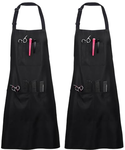 Livdouyu Friseur Schürze Arbeitsschürzen Haarfärbemittel mit 5 Taschen | Schürze für Männer und Frauen,Haarfärbemittel für Salon Hair Stylist Salon Barbier Schürze mit Verstellbarem Riemen