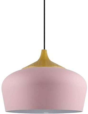 FEWDSCA Pendant Lights Indoor Modern Wooden Industrial Retro Metal Hanging Lamp Chandelier For Loft Kitchen Dining Living Room Bedroom/Pink/35Cm