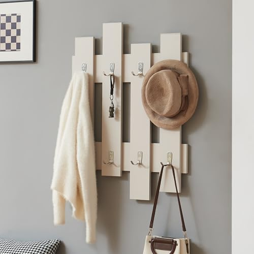 [en.casa] Wandgarderobe Raseborg Flurgarderobe mit 16 Haken Garderobe Garderobenpaneel Diele max. 5 kg Kleiderhalter 60 x 80 cm Beige