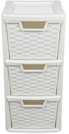 ELMORA'Z Drawer Plastic Storage Organizer Medium Tower Unit Chest Of Storage For Bedroom Kitchen Office Cosmetics Stationary Use Storage Drawer Table Tower Unit (Rattan White)