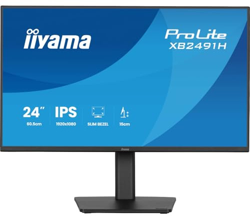 iiyama Prolite XB2491H-B1 Full-HD IPS-Monitor | 60,5 cm, 24, 120Hz, HDMI, DP, Adaptive Sync, Höhenverstellung, Kopfhöreranschluss, Energieklasse C, VESA, schwarz