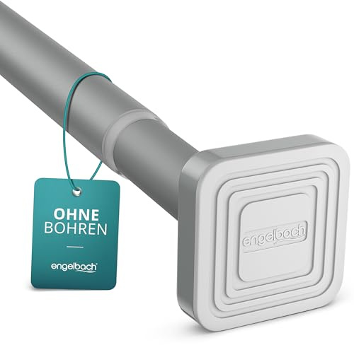 Engelbach® Gardinenstange ohne Bohren - Massiver Karbonstahl (Ø 25mm) für stabilen Halt - Individuell anpassbare Teleskopstange, Spannstange, Duschvorhangstange, Grau, 260-310cm