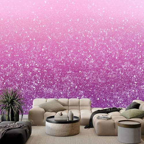 WHUOEUCO Papier Peint Panoramique 3D Texture Pailletée Rose-Violette 200x140 cm Papier Peint Mural Poster Intissé, pour Chambre, Salon, Couloir, Restaurant Murale Décoration