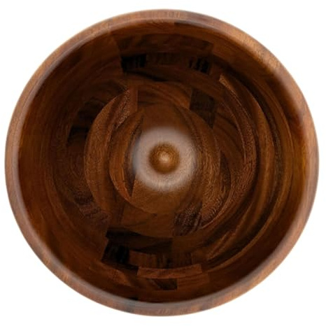TIKATARER Wood Mixing Bowl, Wooden Salad Bowl for Mixer, with Stainless Steel Base, Non Slip, Kitchen Aid Mixing Bowls