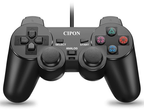 Cipon Wired Controller Compatible with PS-2 Console, Black Remote Controllers Gamepad with 1.8M Cable