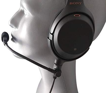 Crystal Mic Pro Fulcrum for General Aviation with TSOd Intricon Microphone. Compatible with Sony WH-1000XM4 and XM3 Noise Cancelling Headphones
