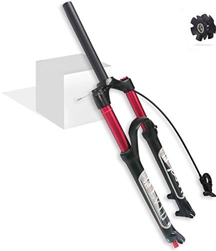 LvTu Air Mountain Bike MTB Front Fork 26 27.5 29 inch 140mm Travel, 1-1/8 Lightweight Disc Brake Bicycle Suspension Fork for 1.5-2.45 Tires (Color : Straight Remote lockout, Size : 27.5)