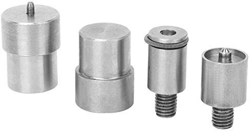 Leku Set di matrici per rivetti, set di matrici per pressa 4 pezzi 12 mm 15 mm 21,5 mm 21,5 mm Stampo per bottoni Kit di ricambio in acciaio inossidabile argento per 651/633/831 pulsanti