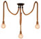 Hotloop Hanfseil Retro-Industrie Pendelleuchte Handgefertigten Lampenkabel mit 3 Lichter, E27 Deckenlampe Holz Aufhängung Vintage Deckenleuchte Landhausstil für Edison-Leuchte Restaurant Esstisch