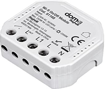 Beghelli - Dom-e Interruttore WiFi, Modulo Attuatore Wireless On-Off, Rele, Controllo vocale, App per Luci da Smartphone, Compatibile con Alexa e Google Assistant - Colore: Bianco