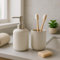 ROCKING GIFTS Badezimmer-Set, 2-teilig, Seifenschale und Glas, weiﬂ, Keramik, 17 cm