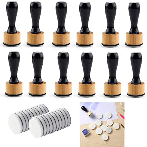 Briartw 36PCS,12 Pcs Mini Ink Blending Tools with 24 Replacement Flat Foam Pads,Round for Stamp Ink Distressing, Blending, Alcohol Ink, Dabber Tool Applicator and More