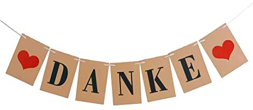 Vintage DANKE Girlande banner Hochzeit Leinen mit Herz Hochzeit-Shooting Dekoration Wimpel für Kommunion Taufe Geburtstag Geburt oder Jubiläum Geschenketisch Dekoration